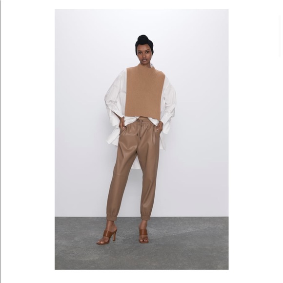 Zara Pants - Zara Faux Leather Jogging Pants